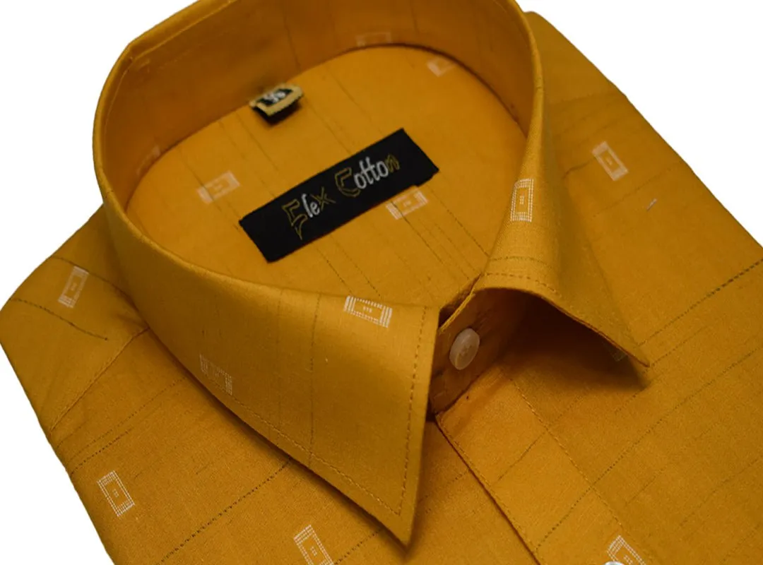 Mustard Color Cotton Butta Shirts For Men's