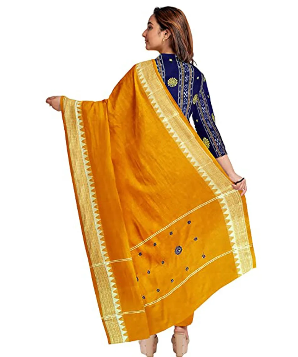 Navyblue yellow handwoven nuapatna cotton dress material