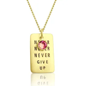 Never Give Up Gold Filled Necklace with Swarovski Crystal