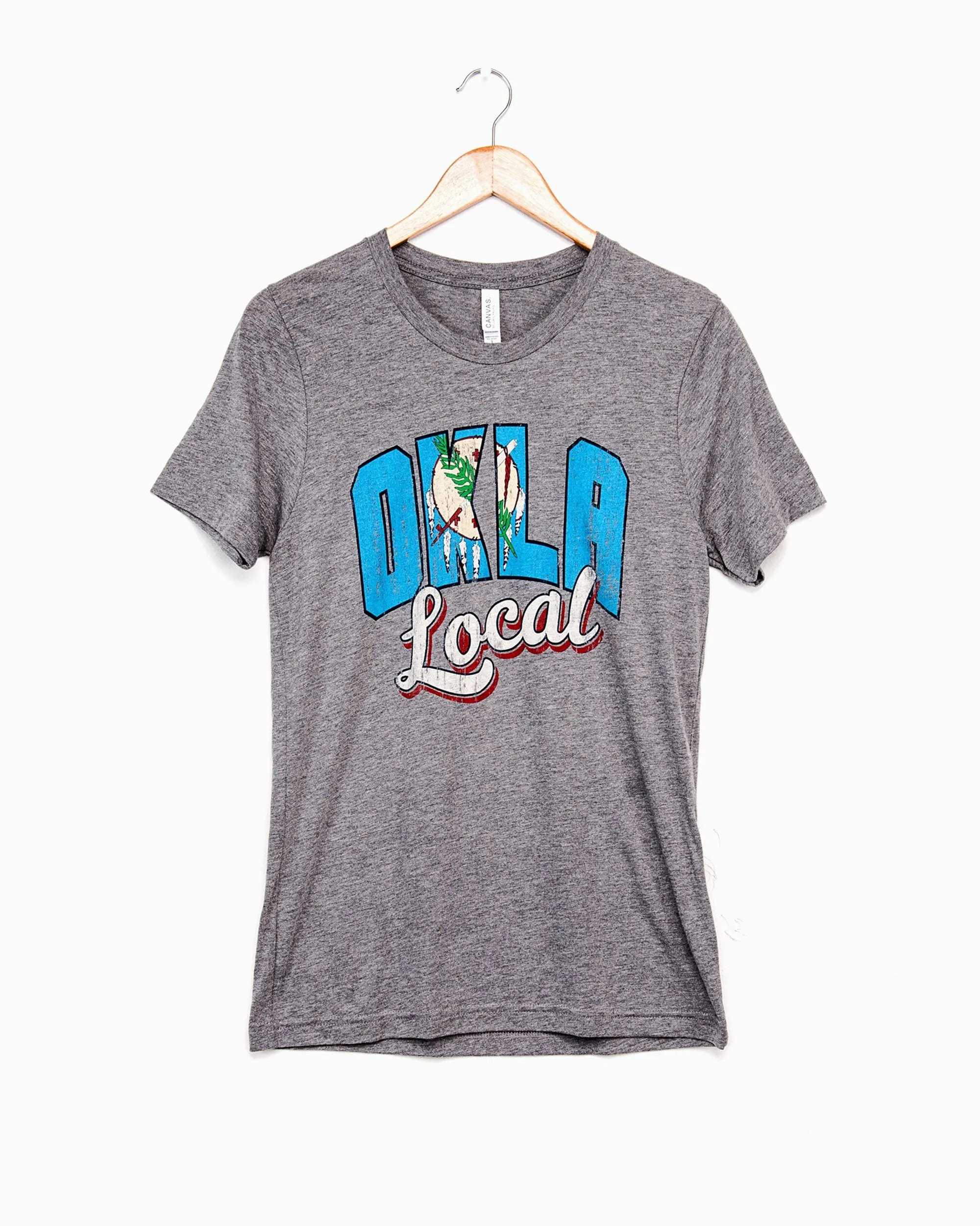 Okla Local Flag Gray Tri-Blend Tee