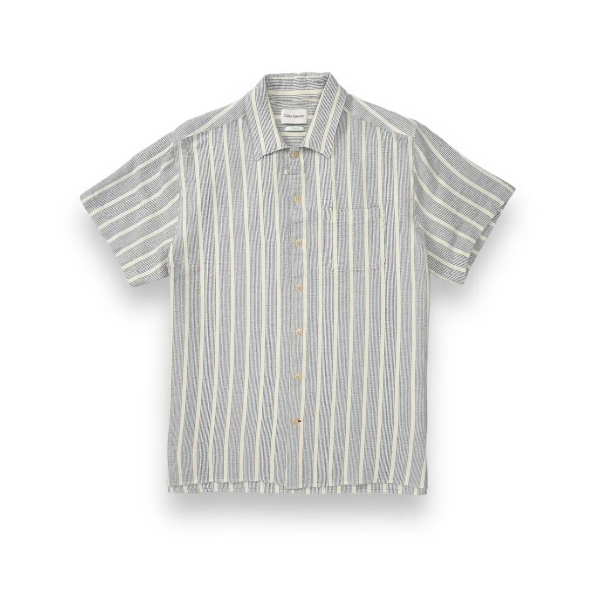 Oliver Spencer Riviera Short Sleeve Shirt Barlow blue