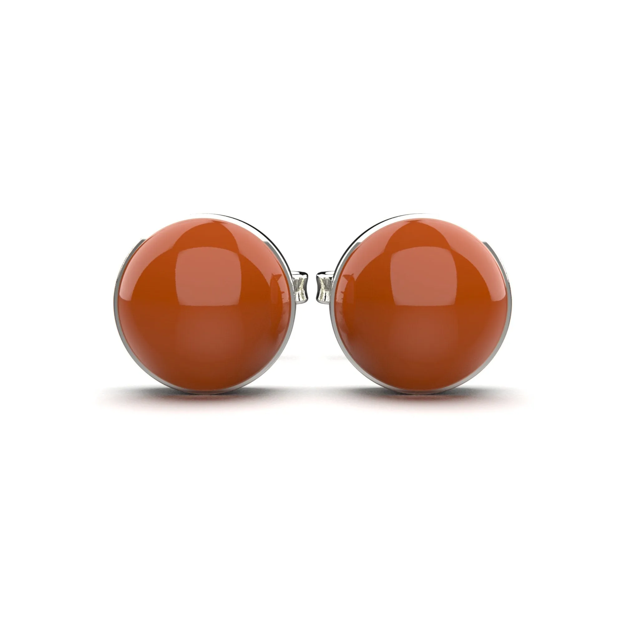 Orange Carnelian Gemstone Stud Earrings