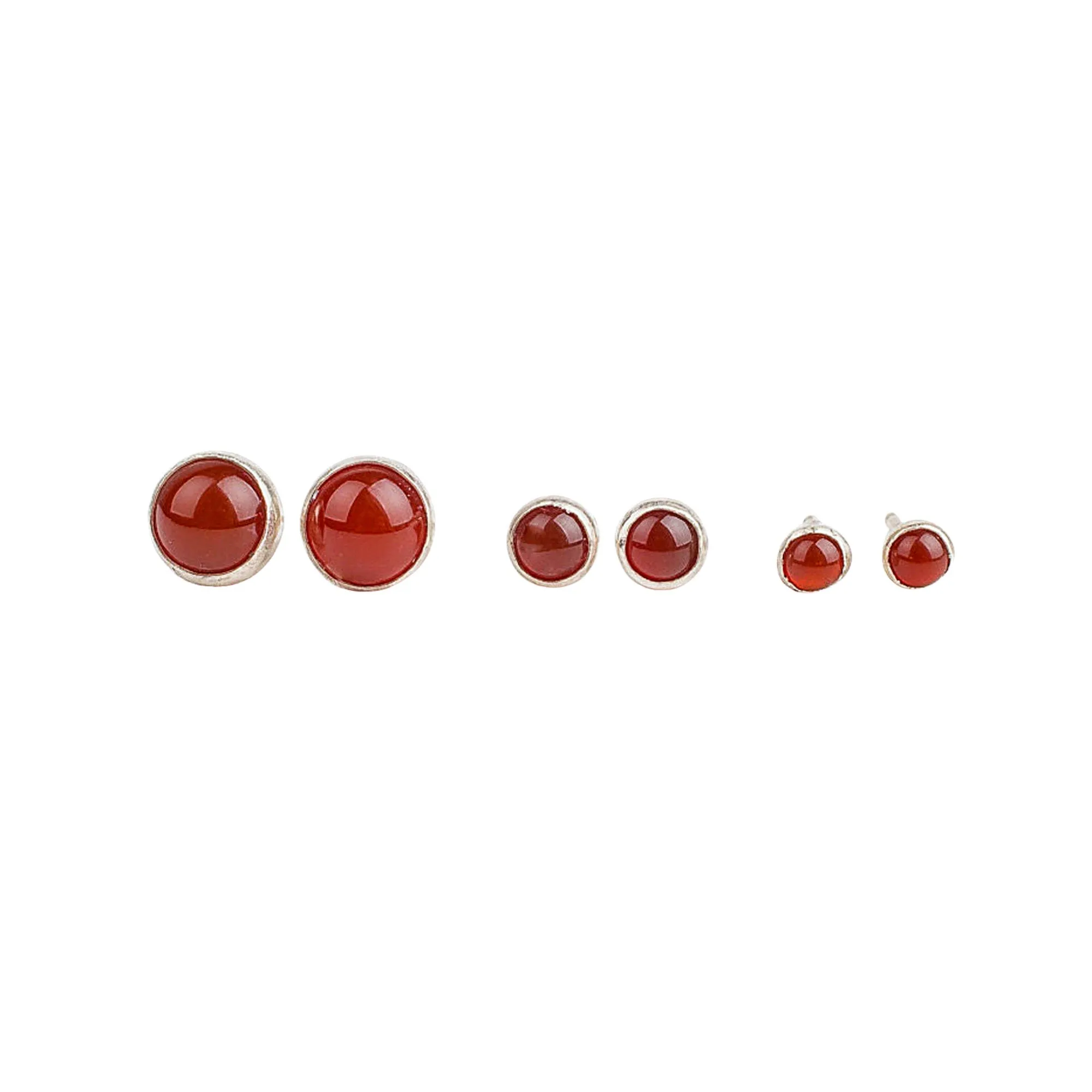 Orange Carnelian Gemstone Stud Earrings