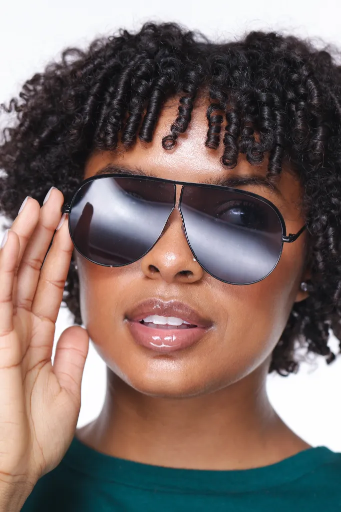 Oversized Black Aviator Sunglasses