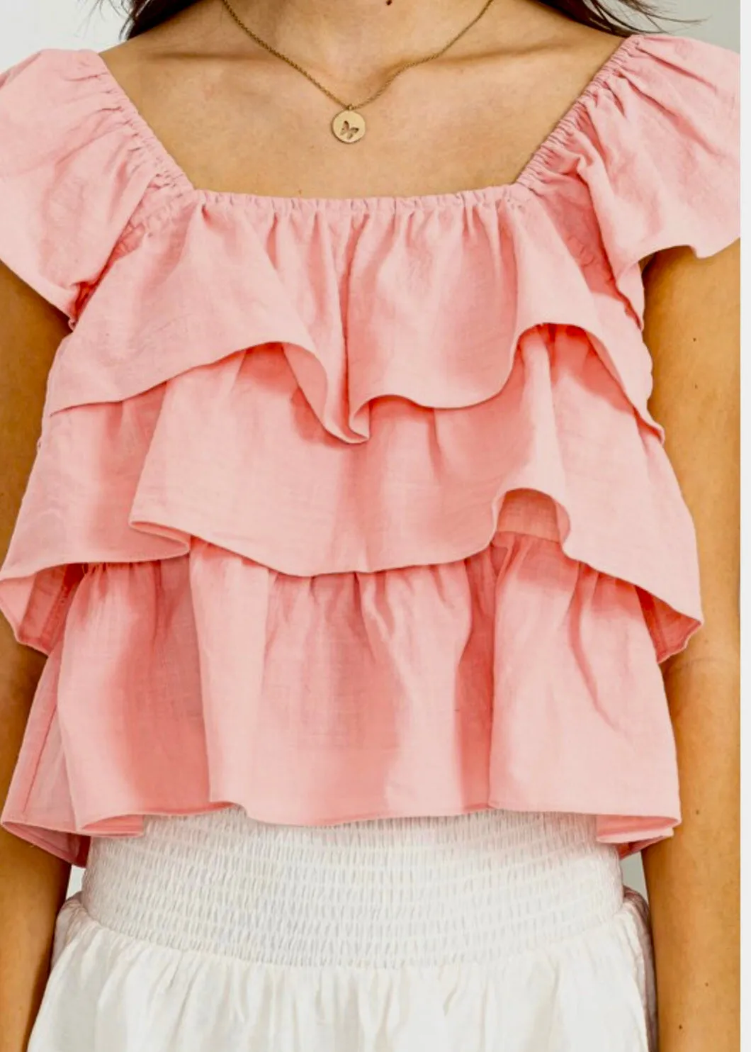 Ozra Pink ruffle top