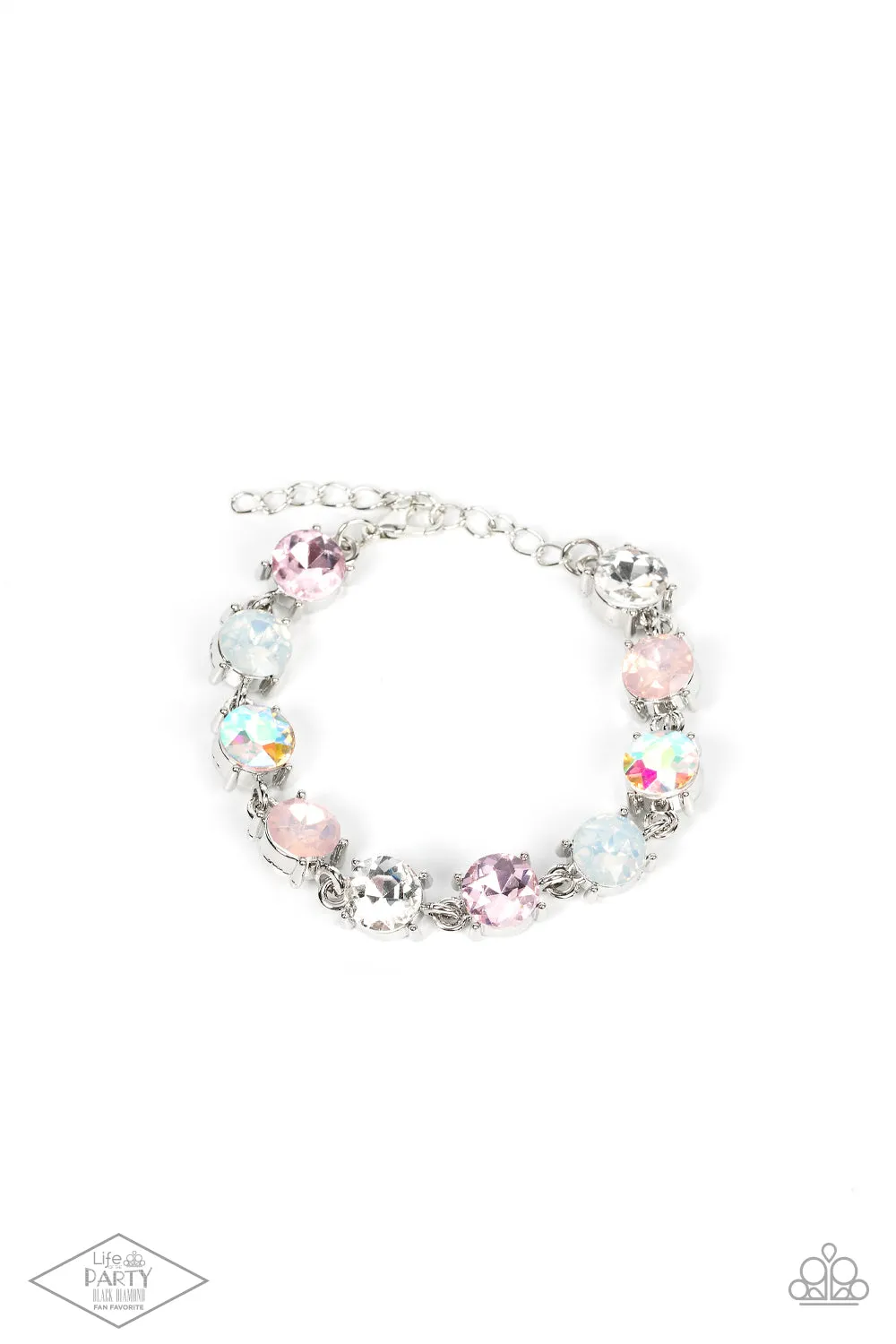 Paparazzi Celestial Couture - Pink Iridescent Rhinestone Dainty Bracelet