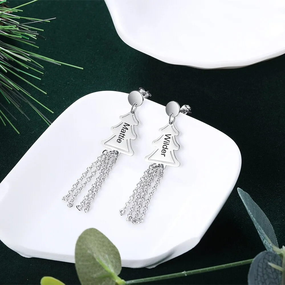 Personalized Christmas Tree Tassel Earrings