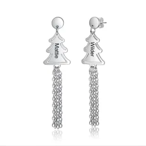 Personalized Christmas Tree Tassel Earrings