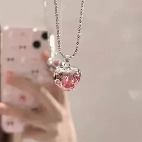 Pink Crystal Heart Necklace MK18665