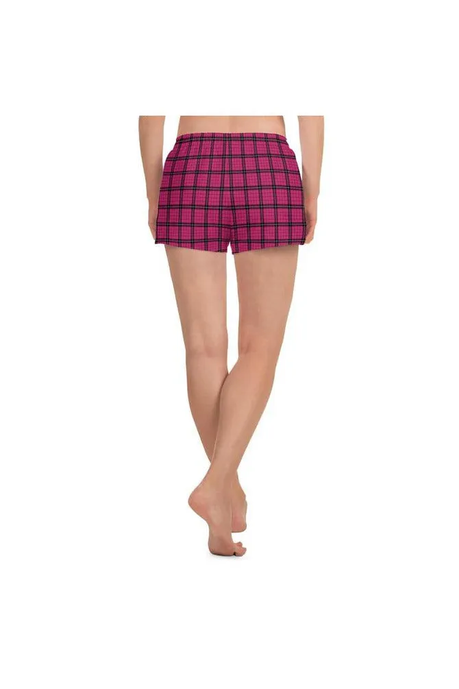 Pink Plaid Women's Athletic Short Shorts