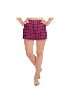 Pink Plaid Women's Athletic Short Shorts