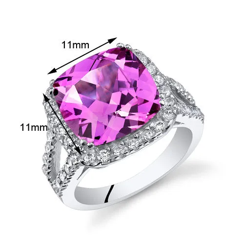 Pink Sapphire Cushion Cut Sterling Silver Ring Size 8