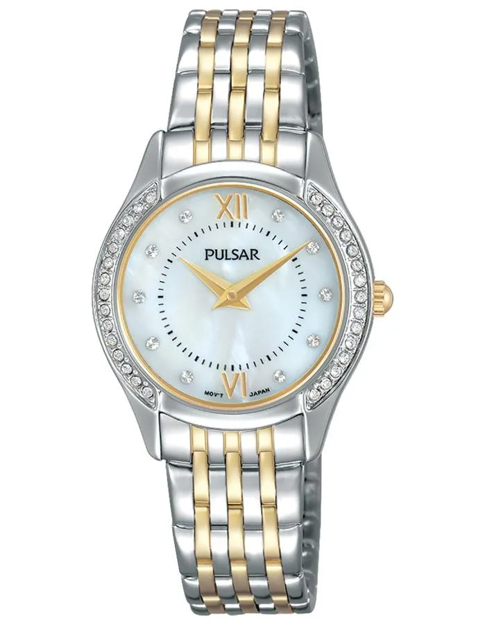 Pulsar Womens Watch - Two-Tone Case & Bracelet - Crystals - MOP Dial - 30m