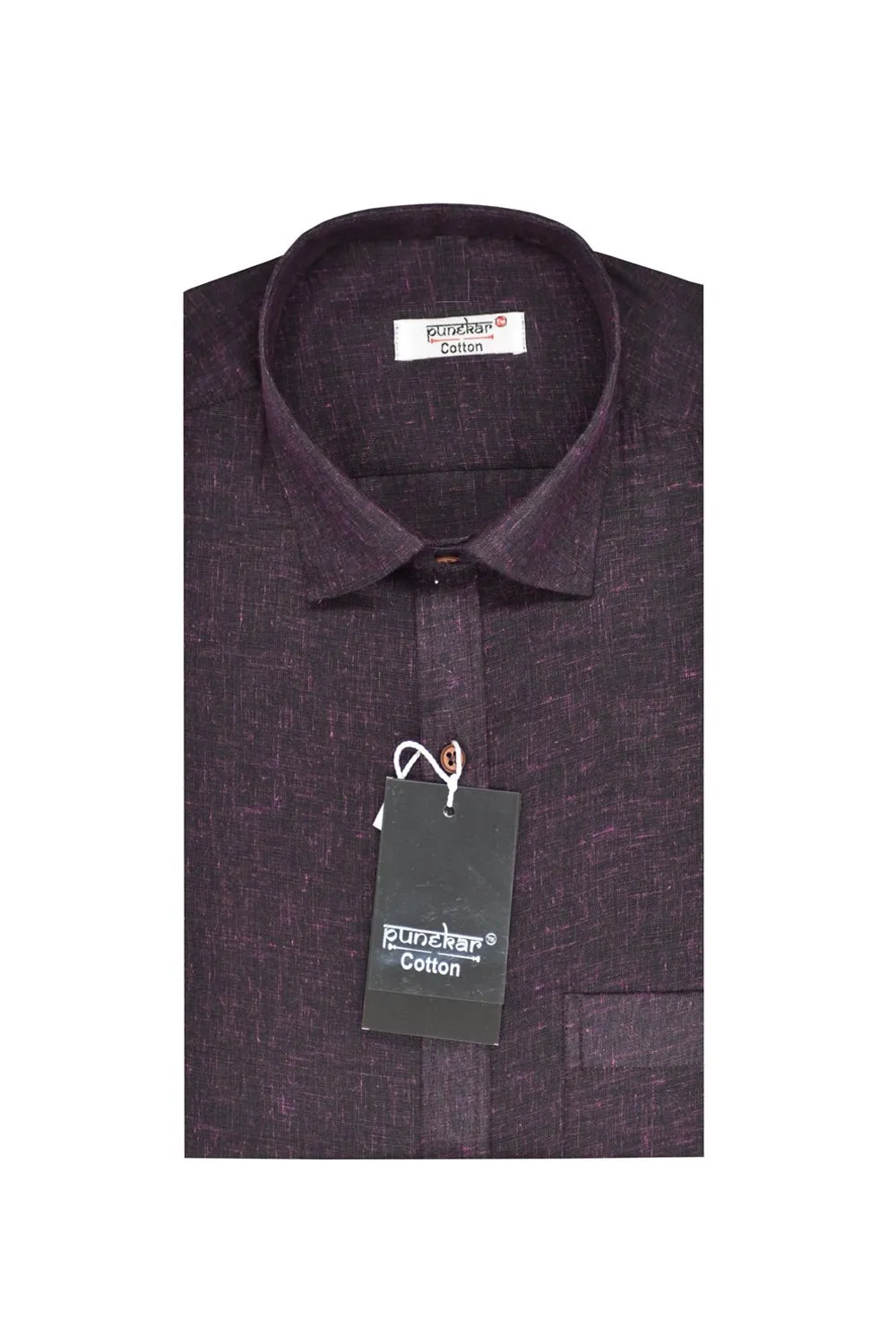 Punekar Cotton Blackish Pink Color Pure Cotton Handmade Formal Shirt for Men's.