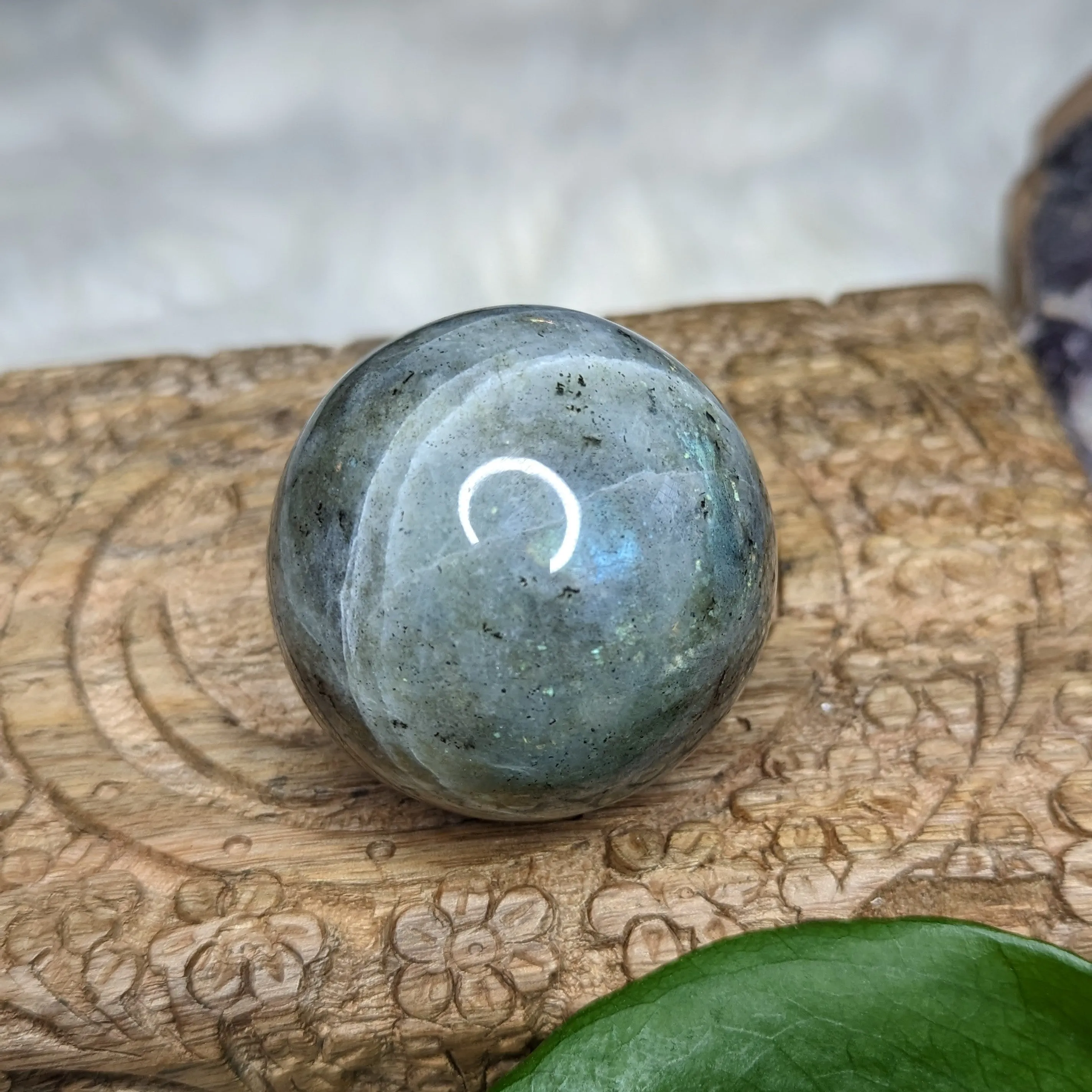 Rainbows with Flash Labradorite Sphere~ Healing and Encouraging