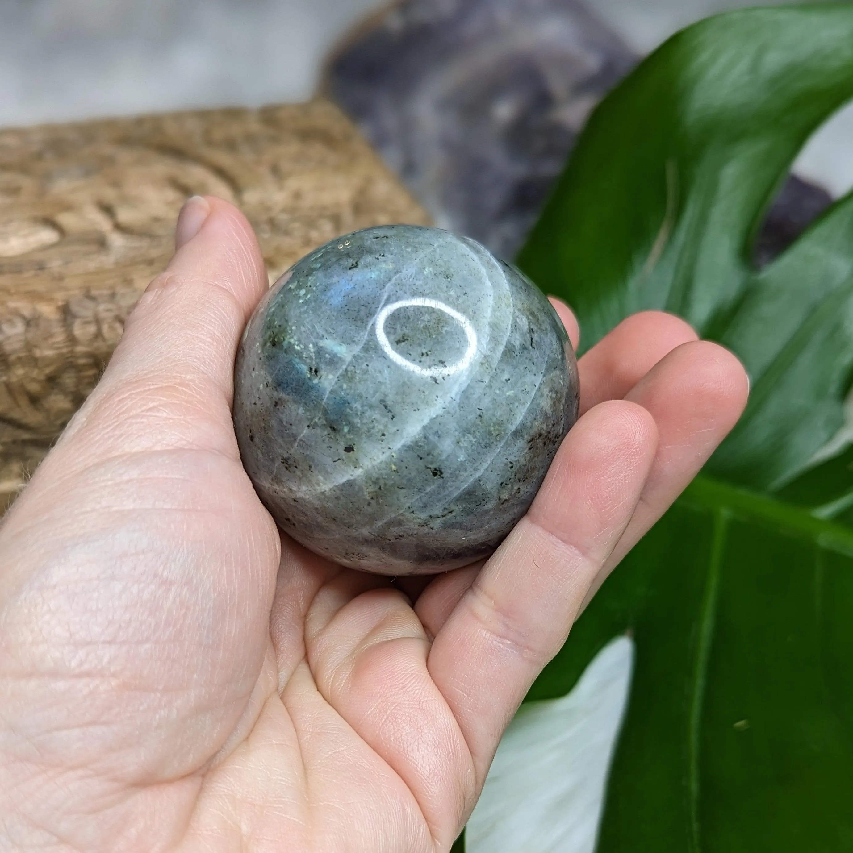 Rainbows with Flash Labradorite Sphere~ Healing and Encouraging