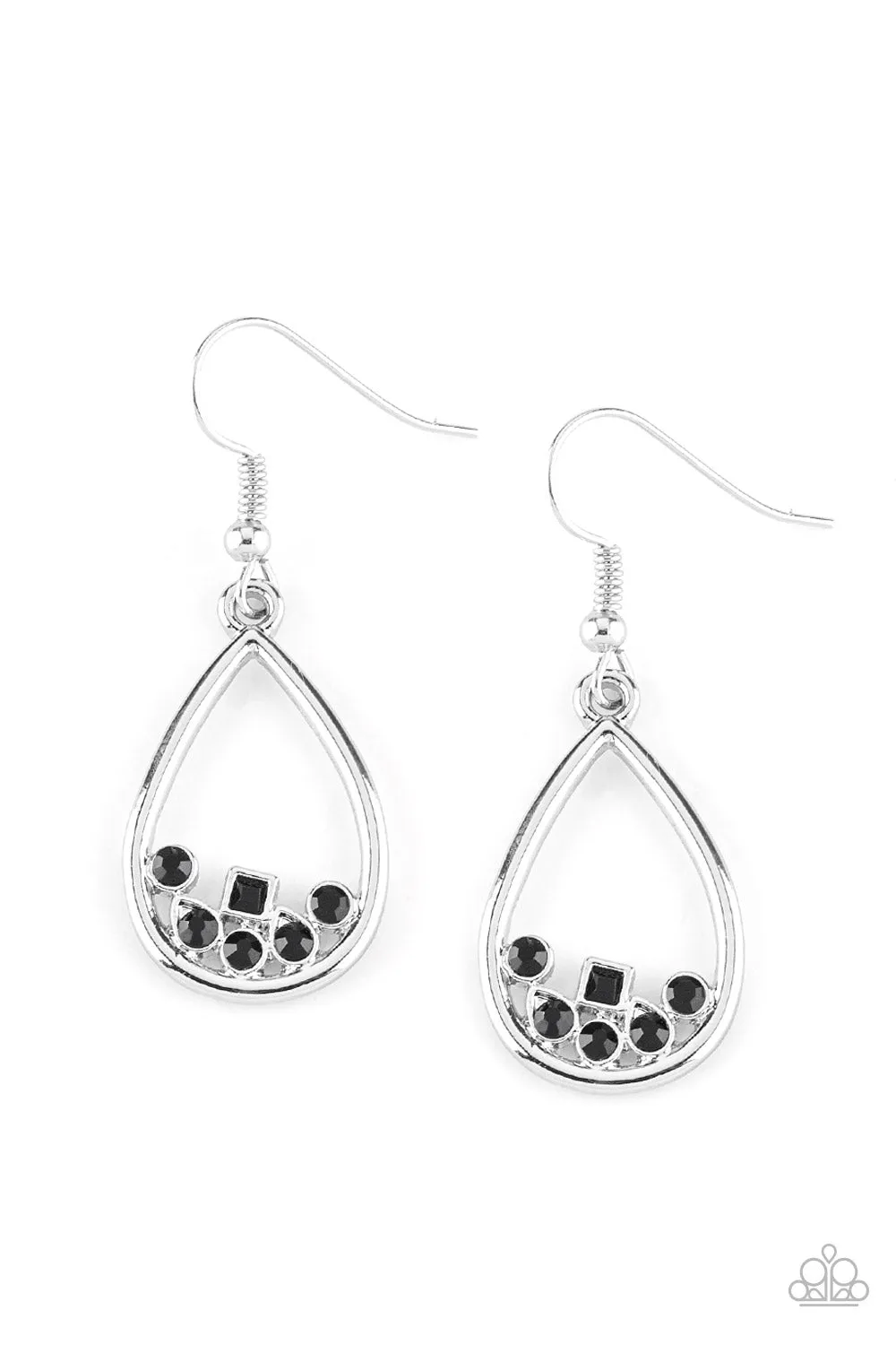 Raindrop Radiance Black Earrings