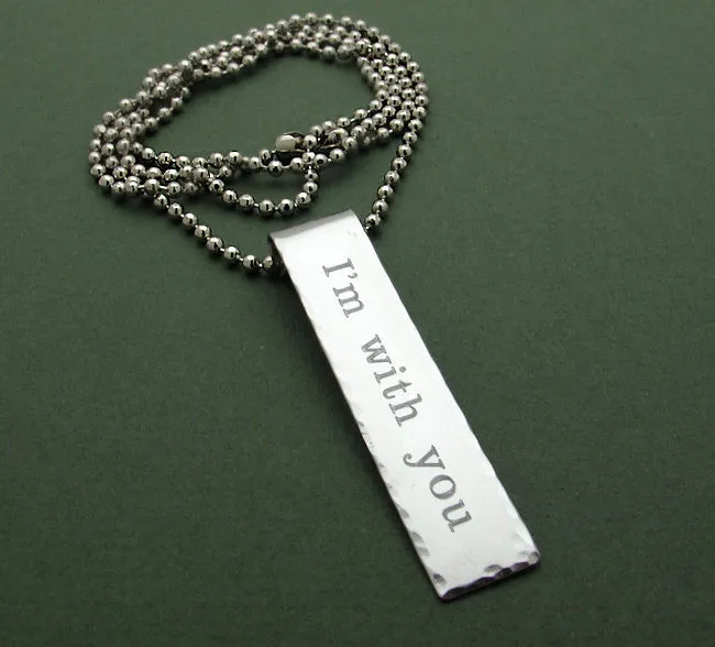 Rectangular Engraved Pendant Necklace - Gift for Him