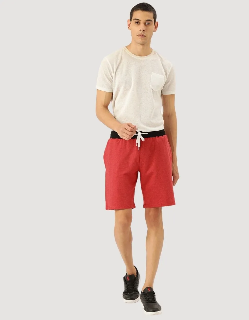 Red Regular Fit Solid Shorts