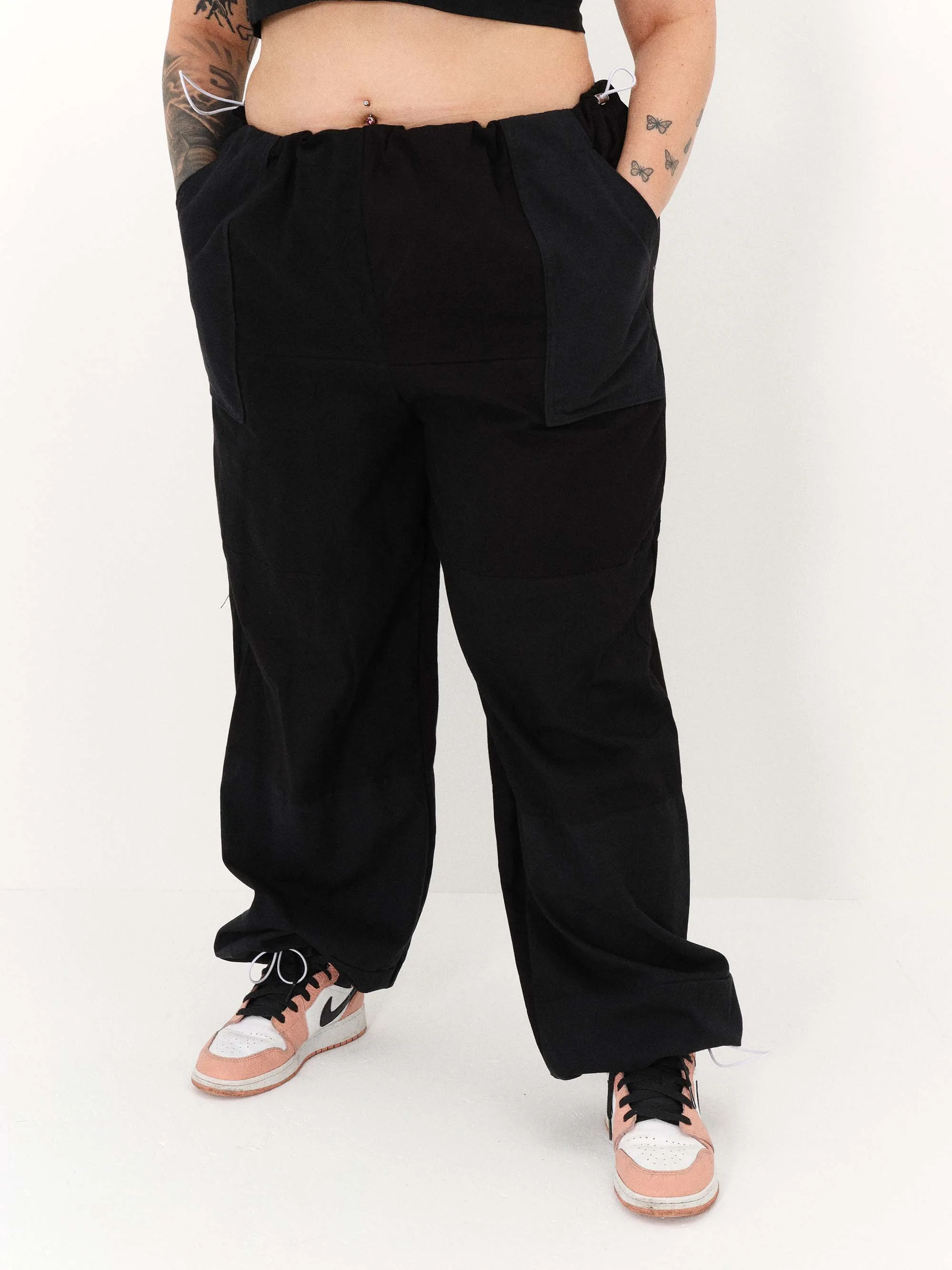 Remade Unisex Parachute Pant Black