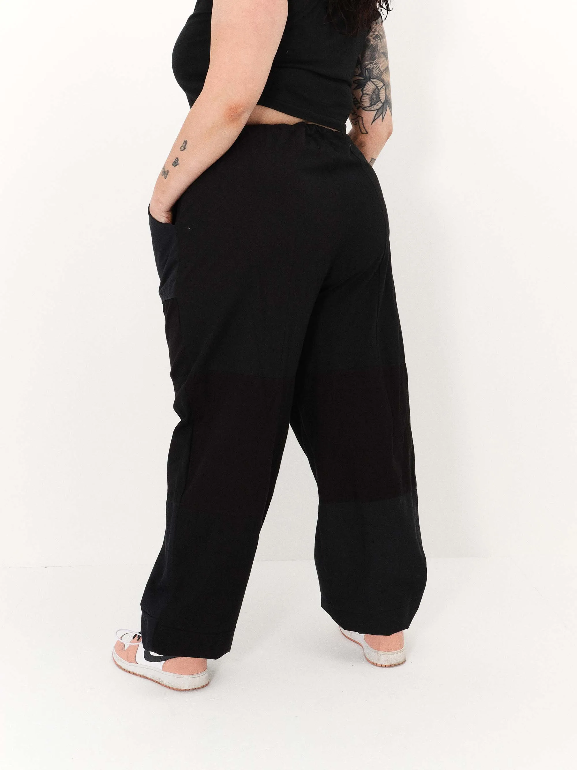 Remade Unisex Parachute Pant Black