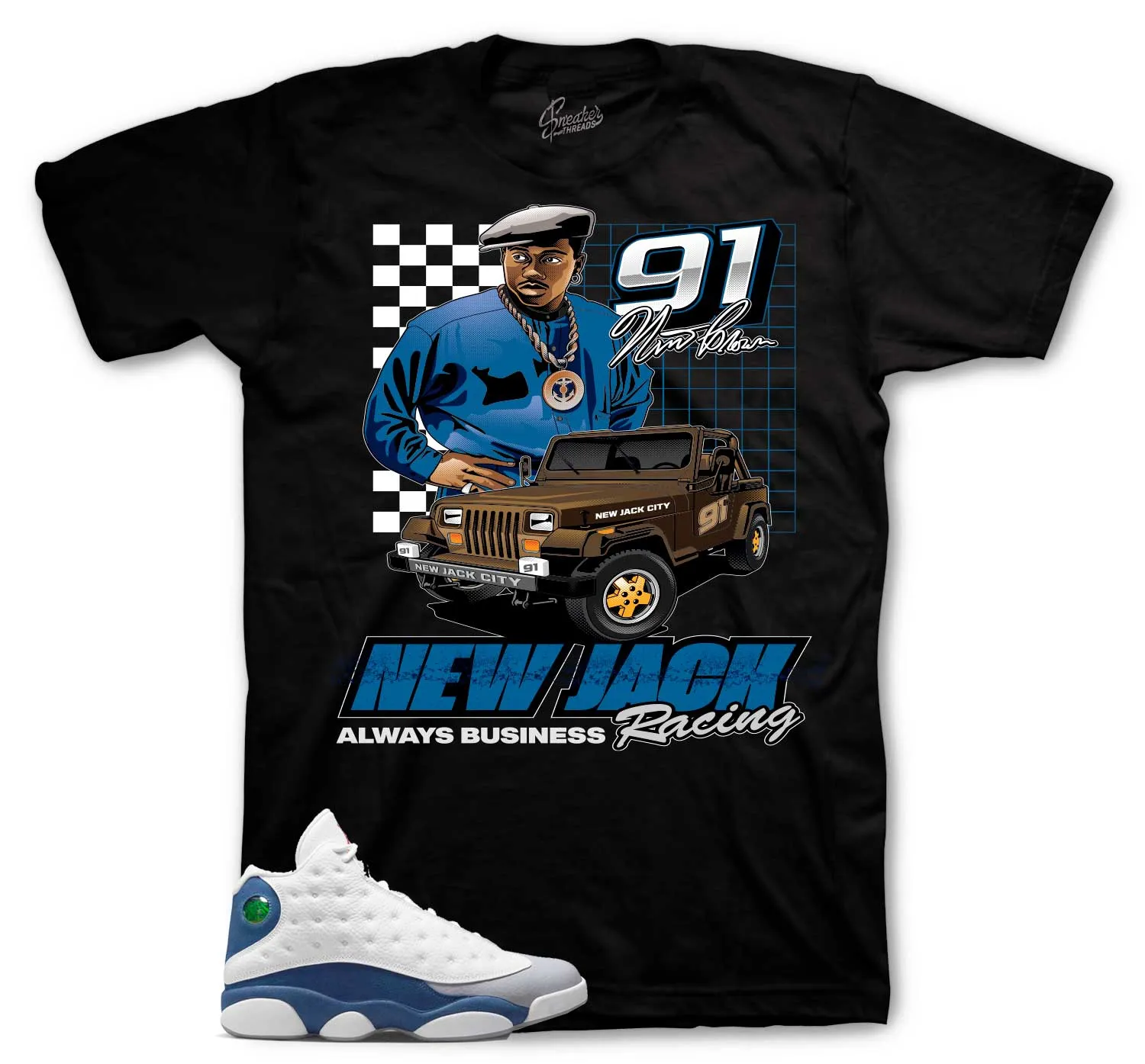 Retro 13 French Blue Jack Racing Shirt