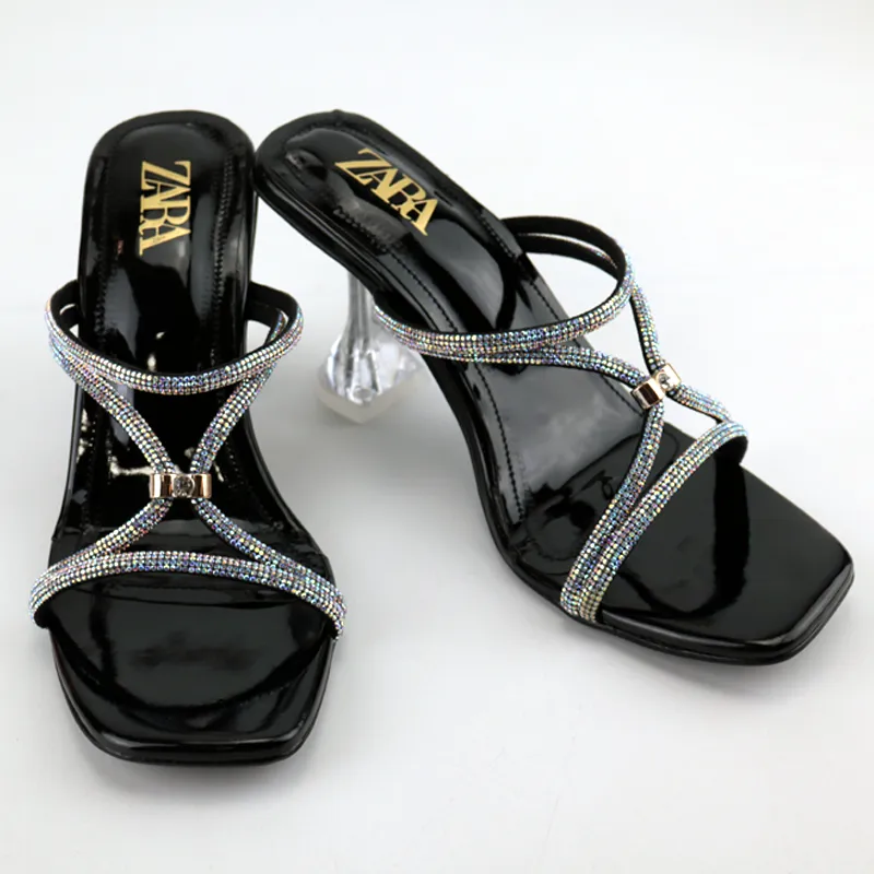 Rhinestone Strap Classy Open Toe Crystal Heels