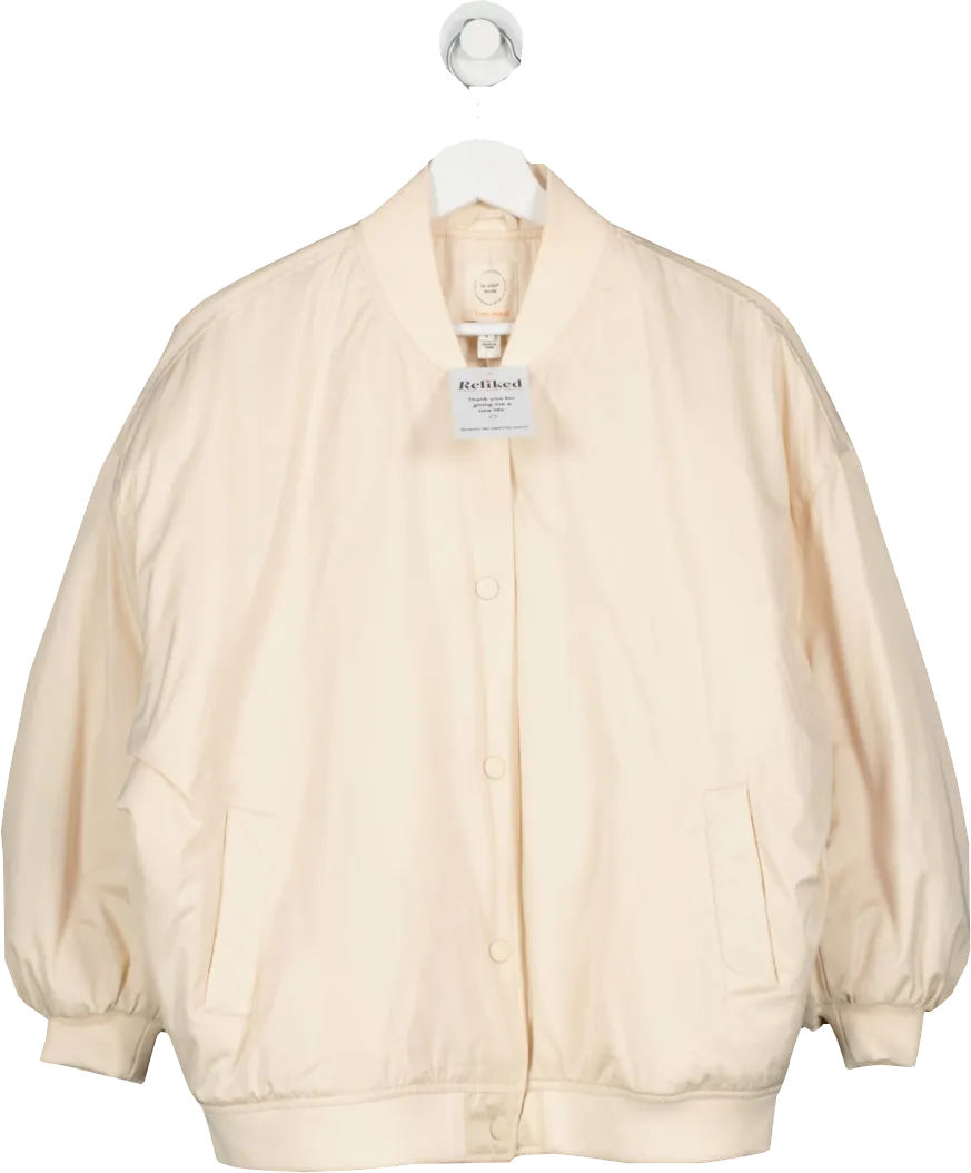 River Island Cream Petite Oversized Bomber Jacket UK S