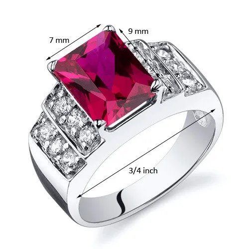 Ruby Sterling Silver Ring 3 Carats Size 6