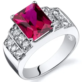 Ruby Sterling Silver Ring 3 Carats Size 6