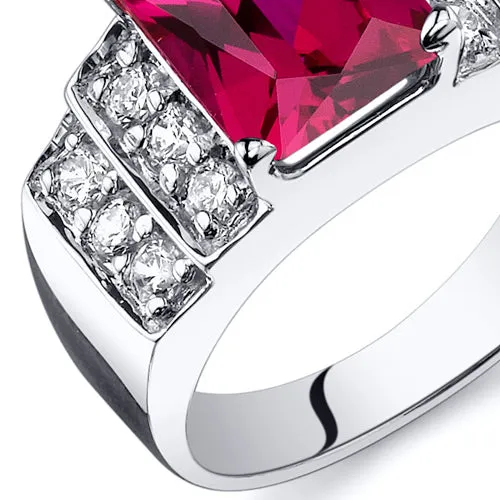 Ruby Sterling Silver Ring 3 Carats Size 6