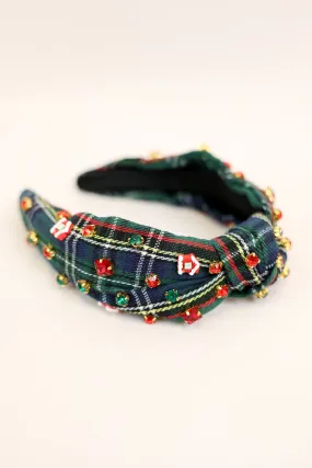 Seasons Greetings Navy Gingerbread House Embellished Headband