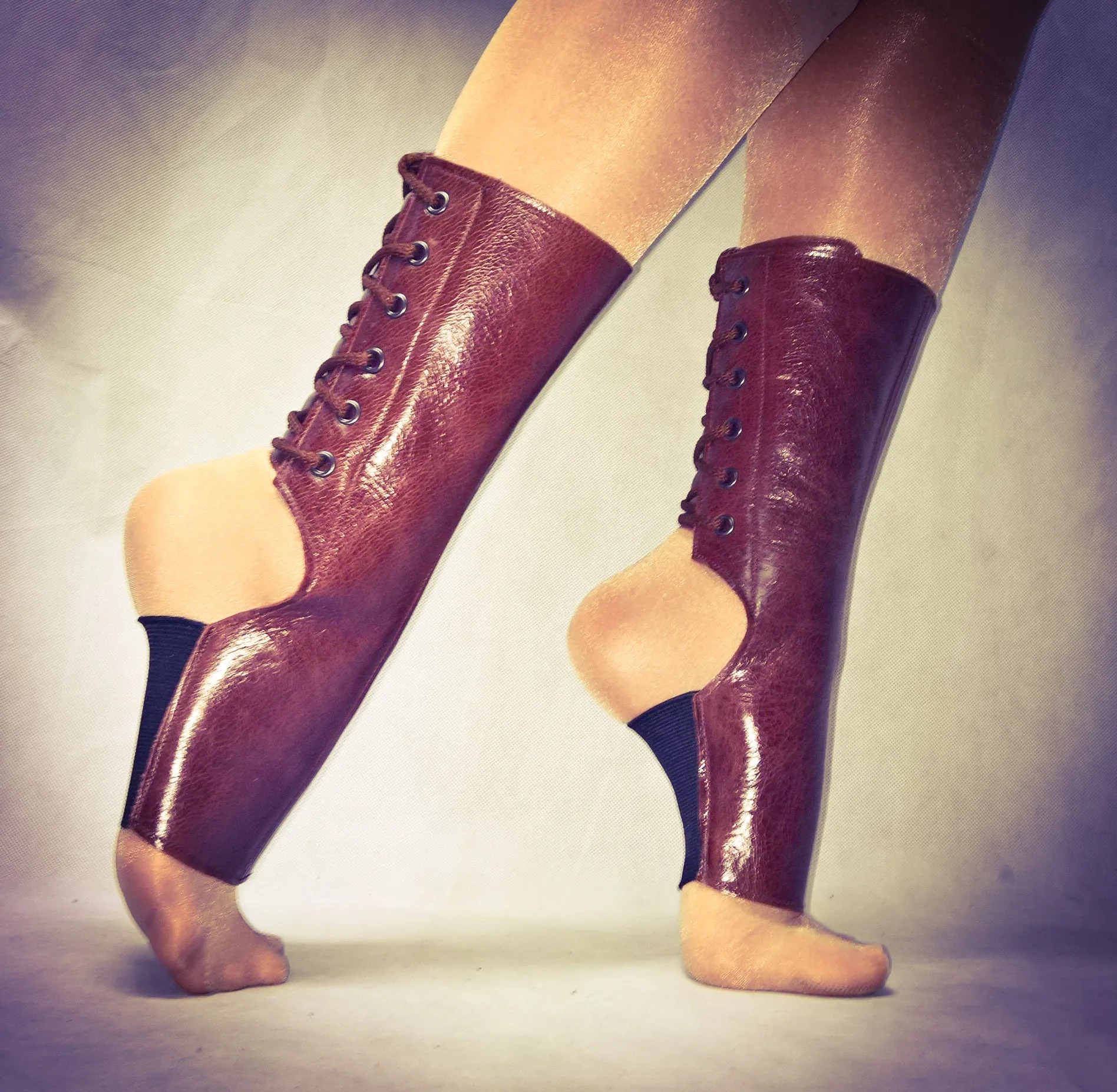 Short Chestnut BROWN Leather Aerial boots