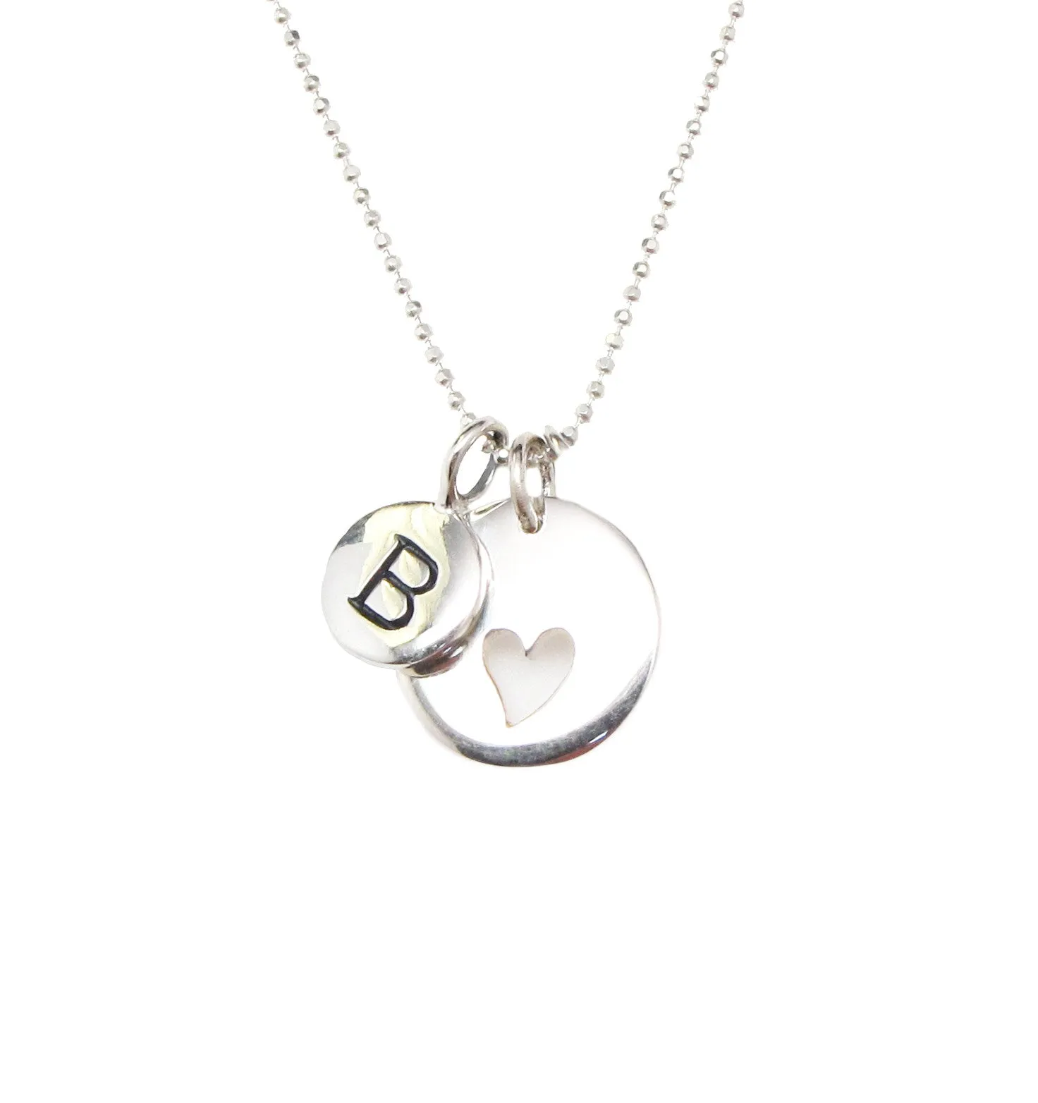 Silver Initial & Heart Charm Necklace