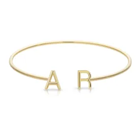 Solid Initials Thin Cuff Bangle