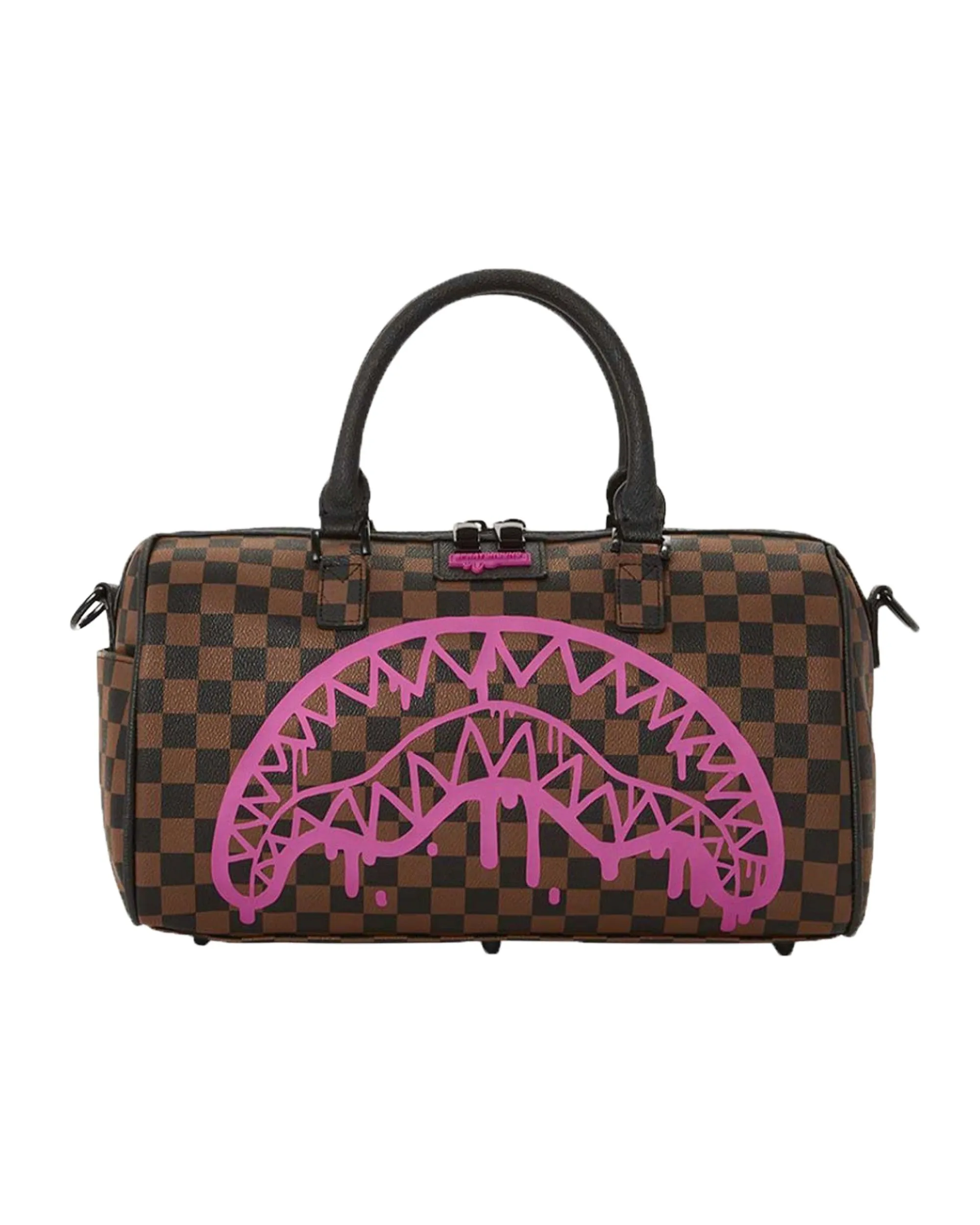 Sprayground Pink Drip Brown Check Mini Duffle