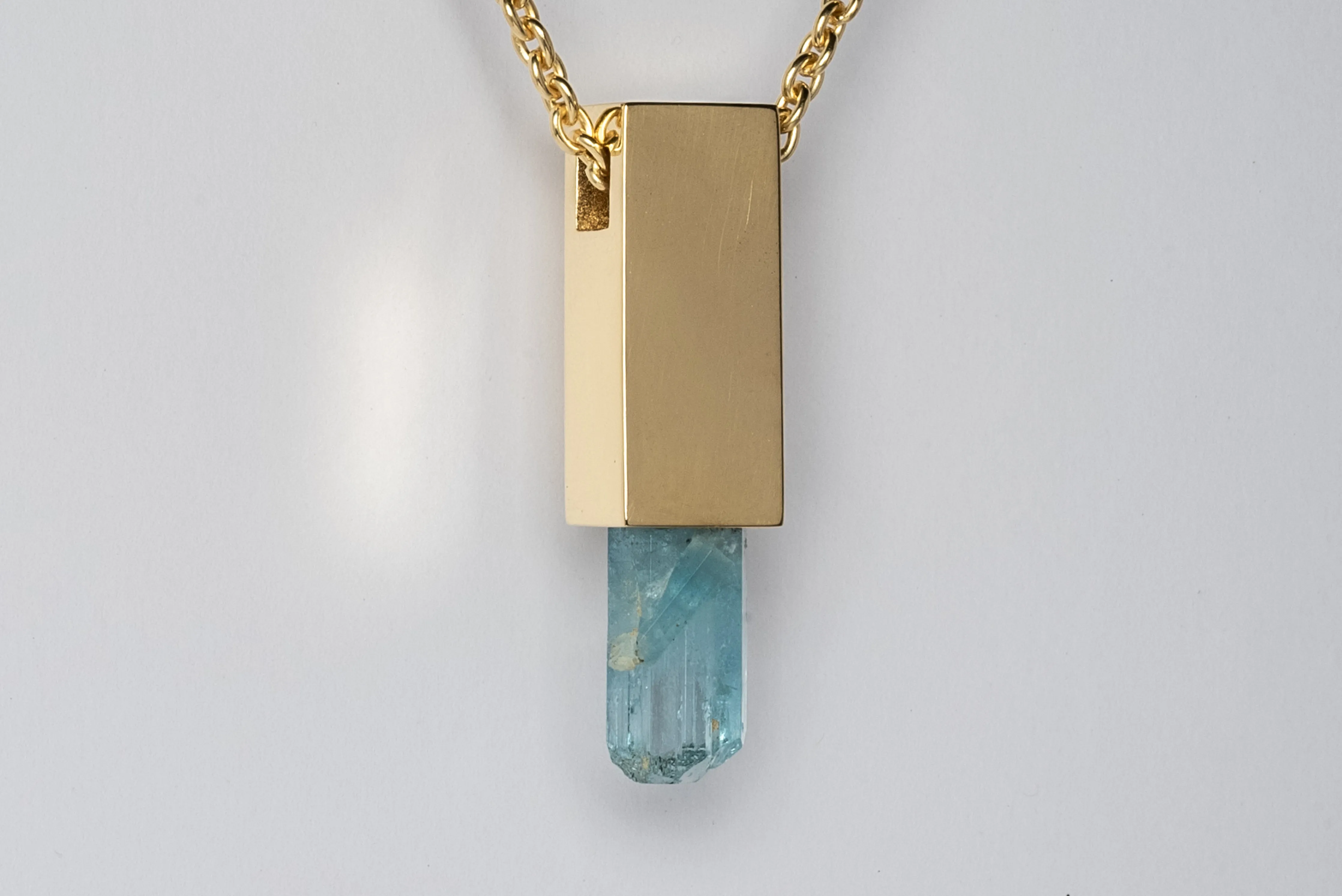 Talisman Cuboid Necklace (Aquamarine, YG YGA AQU)