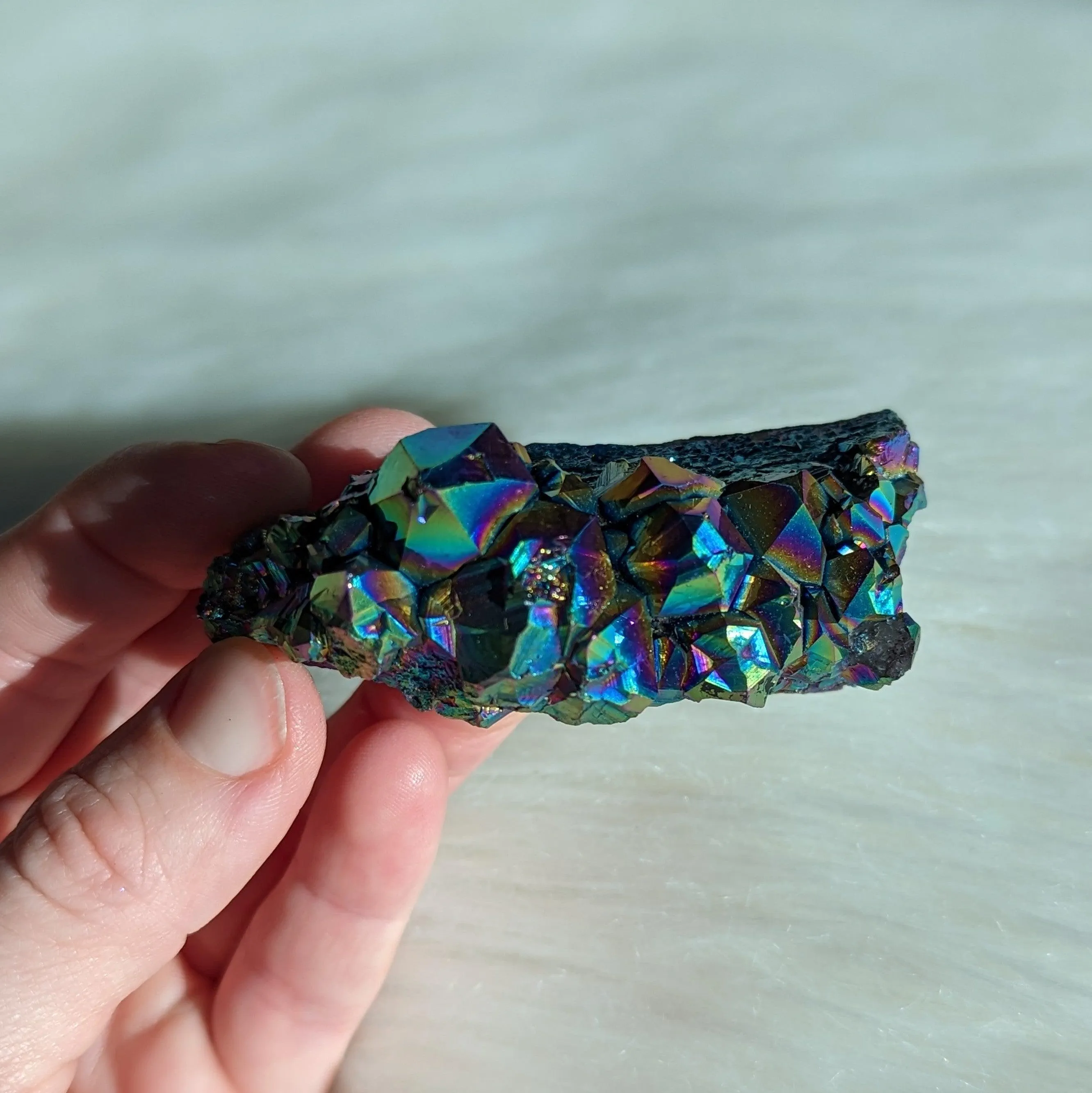 Titanium Rainbow Aura Amethyst Cluster #7~ Vibrant and Energetic