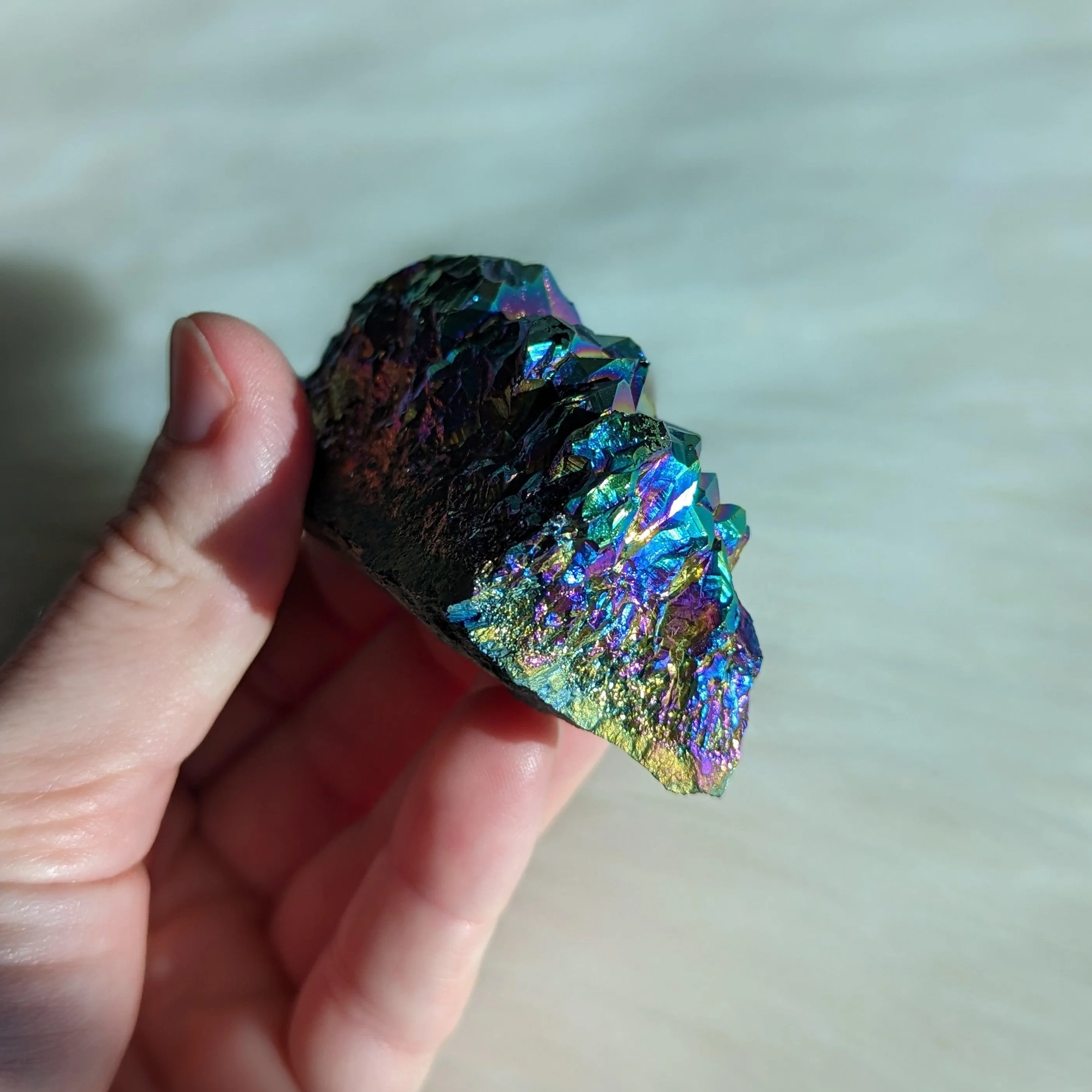 Titanium Rainbow Aura Amethyst Cluster #7~ Vibrant and Energetic