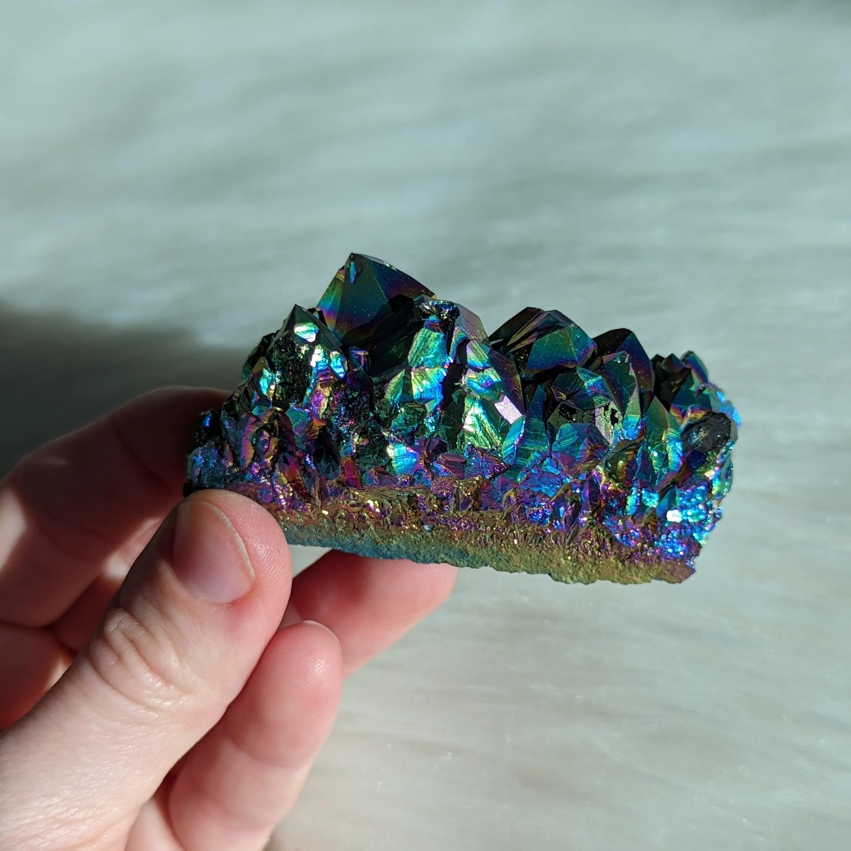 Titanium Rainbow Aura Amethyst Cluster #7~ Vibrant and Energetic