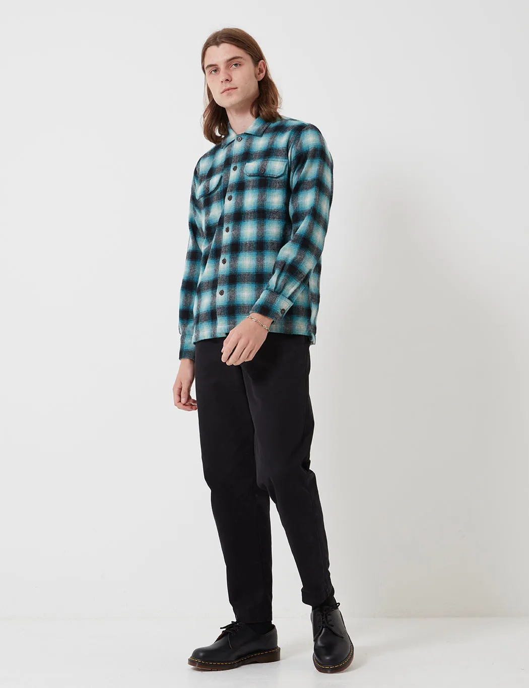 Universal Works Utility Long Sleeve Plaid Shirt - Turquoise Check