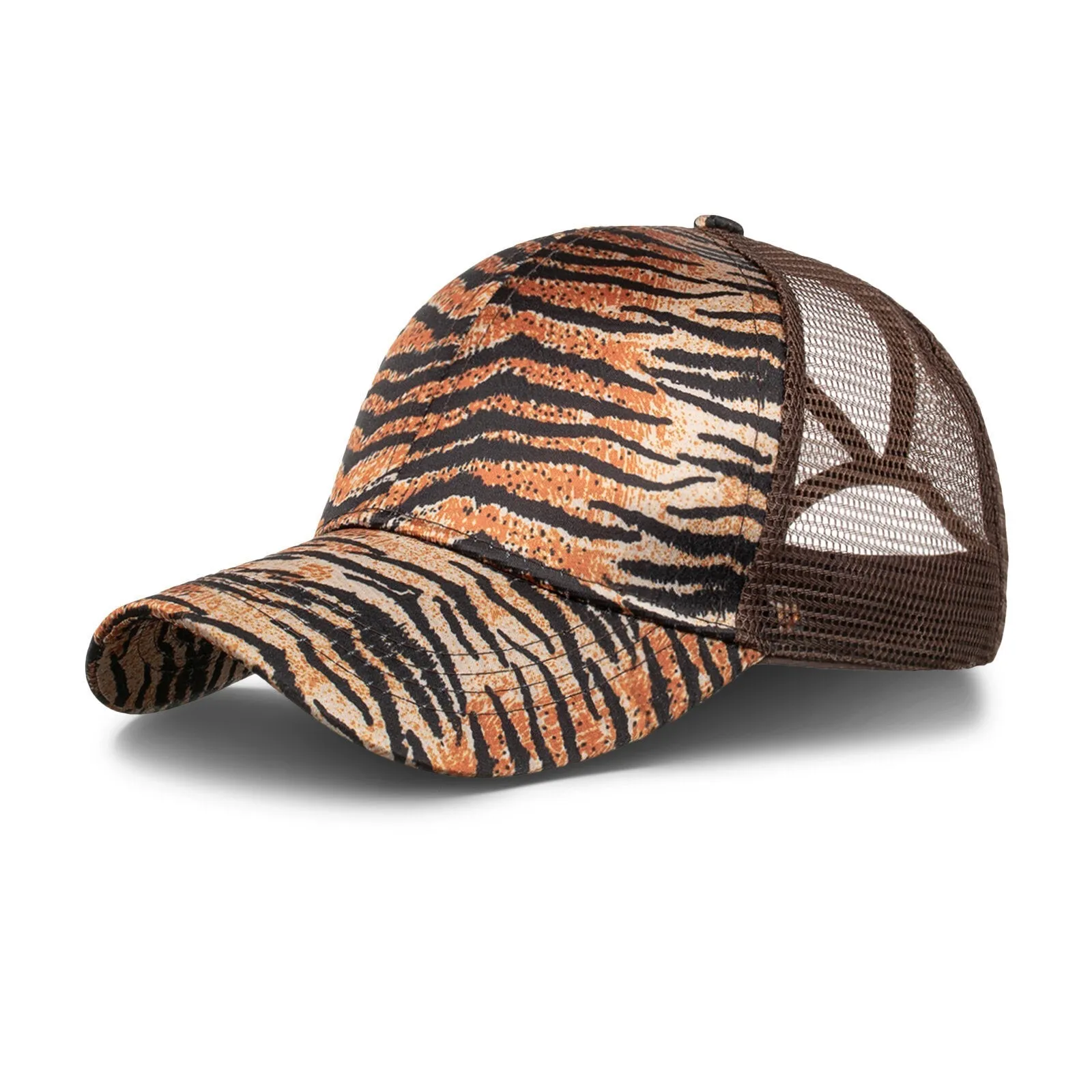 Women's Polyester Mesh Leopard Tiger Print Baseball Cap Shade Breathable Sun Hat