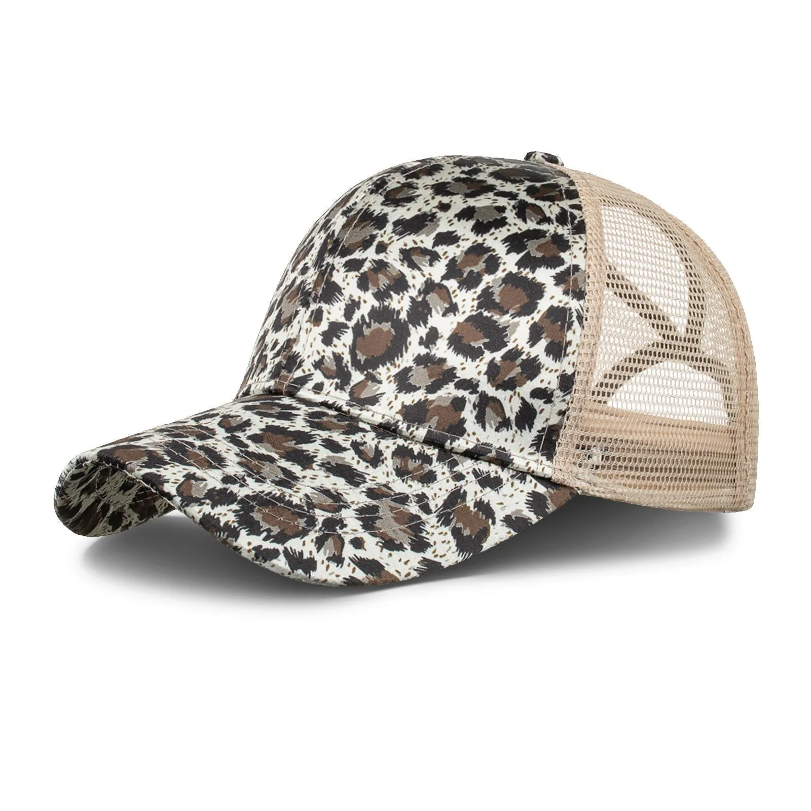 Women's Polyester Mesh Leopard Tiger Print Baseball Cap Shade Breathable Sun Hat