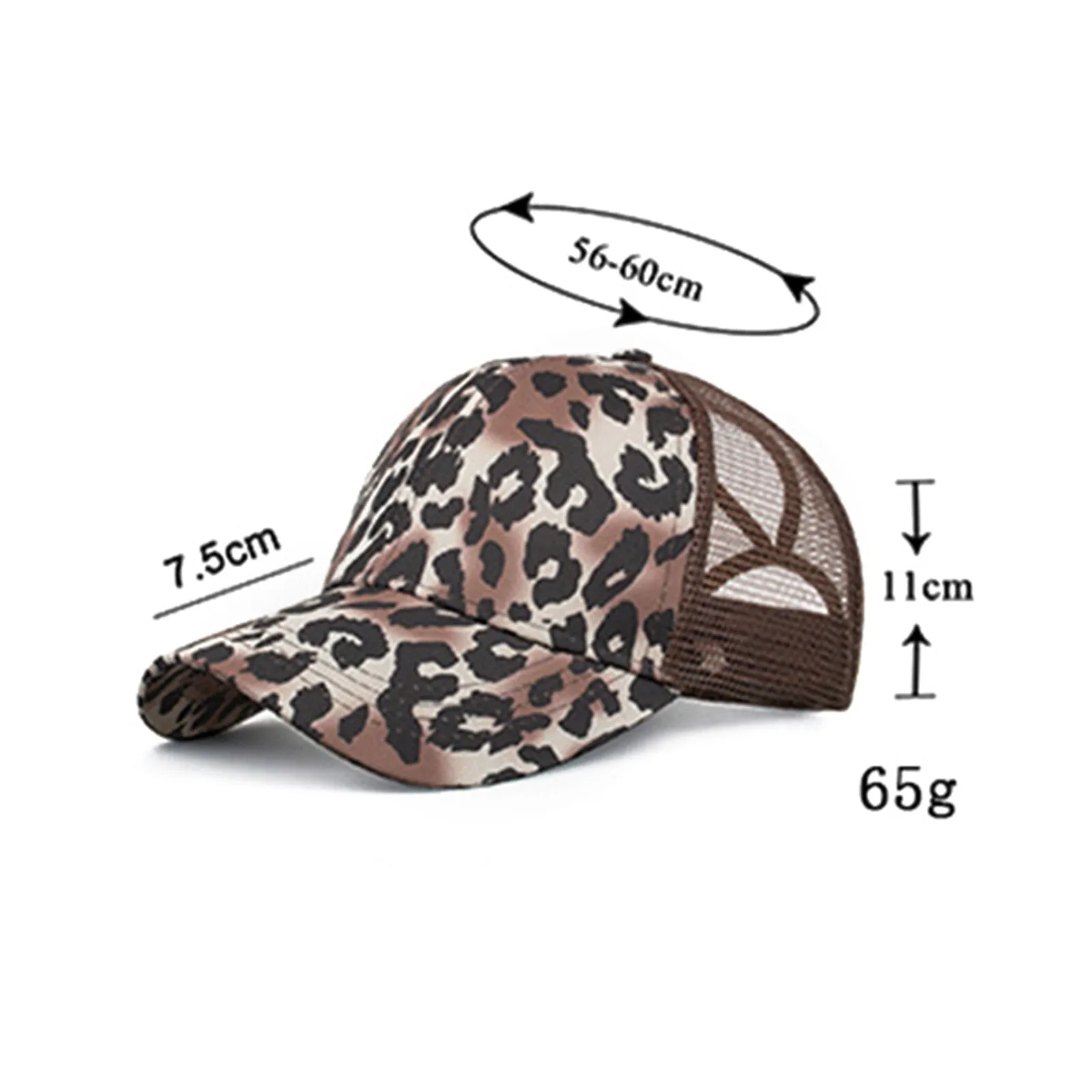 Women's Polyester Mesh Leopard Tiger Print Baseball Cap Shade Breathable Sun Hat