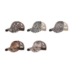 Women's Polyester Mesh Leopard Tiger Print Baseball Cap Shade Breathable Sun Hat