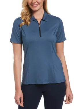 Womens Tonal Heather 1/4 Zip Polo