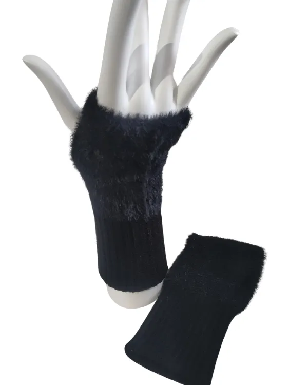 Wool & Faux Fur Fingerless Gloves