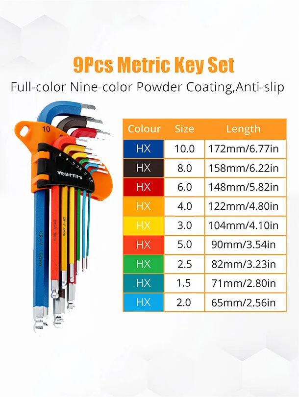 WrightFits Ball-End Hex Key Set Metric and Imperial